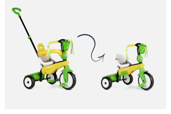 A picture of a pink and purple trike.