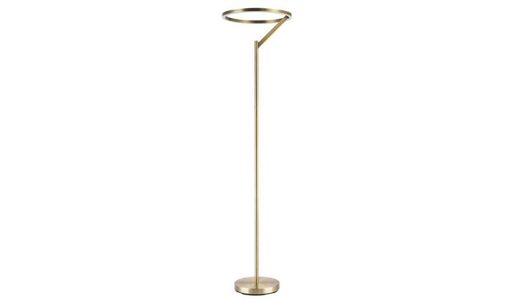 Happy Homewares in Antique Brass with Large LED Halo Ring Floor Lamp - 45cm