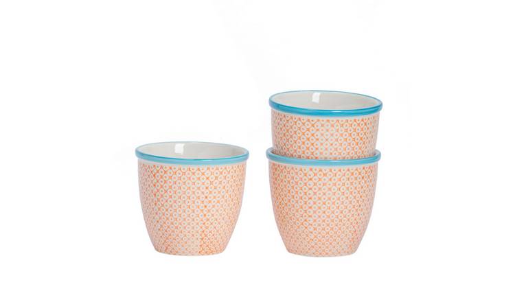 Nicola Spring Hand-Printed Plant Pots - Orange - Pack of 3
