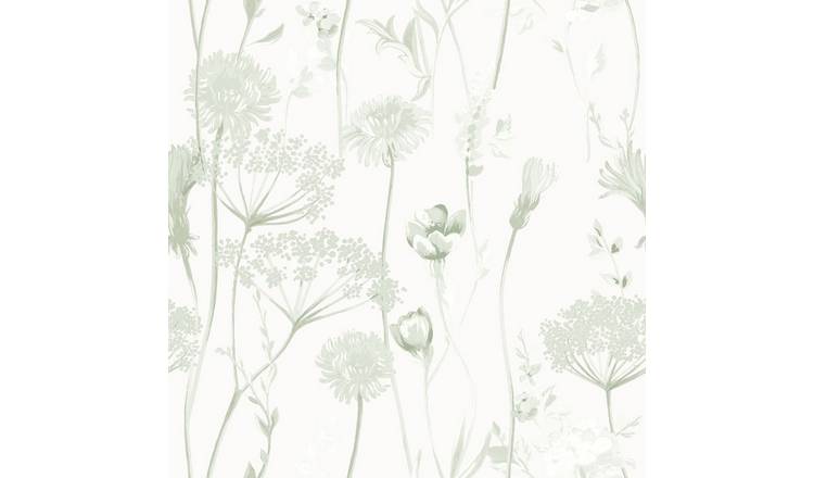Muriva Catherine Lansfield Meadowsweet Floral Wallpaper - Sage Green