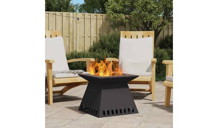 Walplus Steel Fire Pit - Black - 48 x 48 x 40 cm