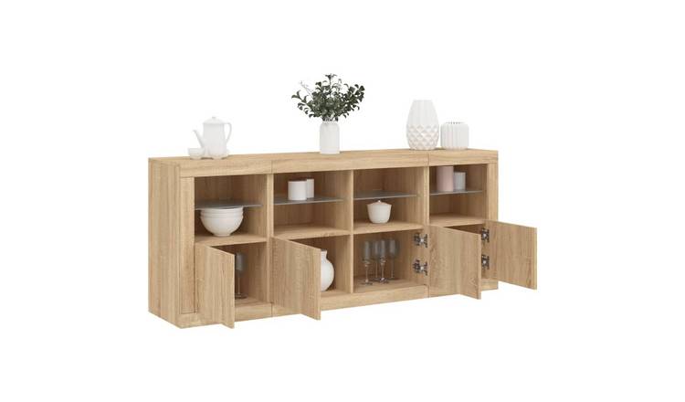 Walplus Engineered Wood LED Sideboard - Light Oak - 163 x 37 x 67 cm