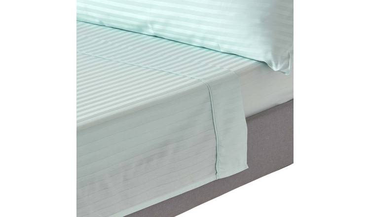 Homesapes Egyptian Cotton Blue Satin Stripe Flat Sheet - King Size