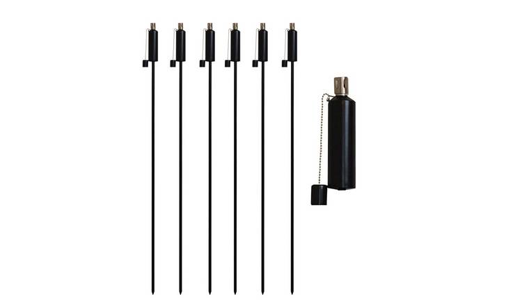 Harbour Housewares Metal Garden Torches - Cylinder - Black - Pack of 6