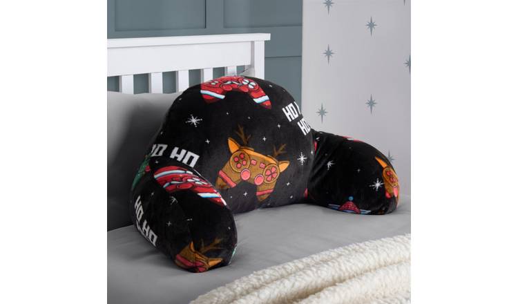 OHS Kids Xmas Gaming Fleece Cuddle Cushion - Black