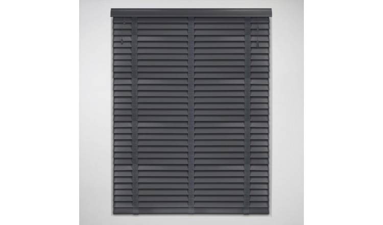 New Edge Blinds Slate Grey Real Wood Tape Venetian Blind - 120cm x 120cm