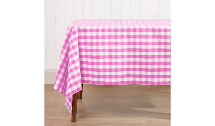 Homescapes Cotton Gingham Tablecloth - 137 x 137 cm - Pink