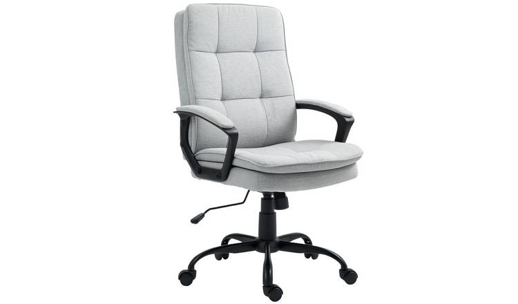 HOMCOM Fabric Adjustable Swivel Office Chair with Dual Layer Padding - Grey