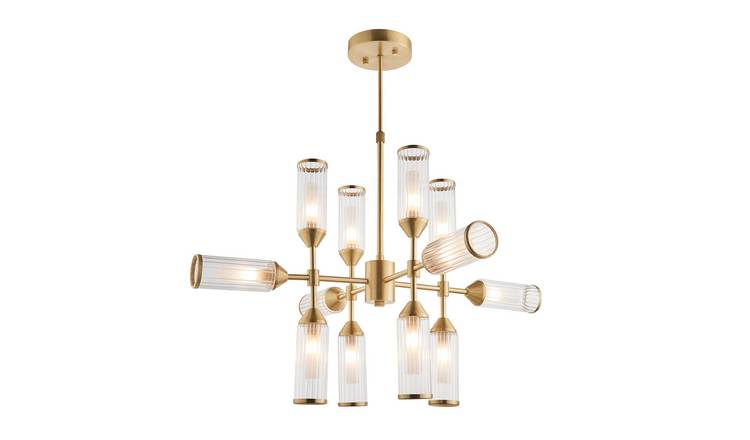 Loops Direct 73.5cm Steel and Glass Pendant Light - Satin Brass