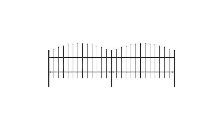 Walplus Steel Garden Fence with Spear Top - Black - 340 x 100 cm