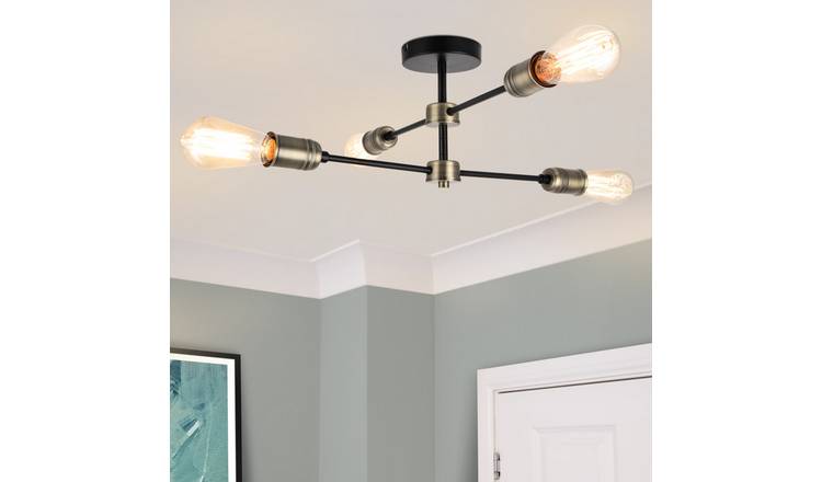 Cosylyte Linton 4 Light Modern Antique Brass Adjustable Ceiling Light