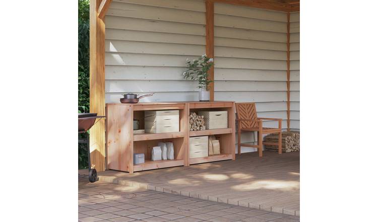 Walplus 2 Piece Solid Wood Storage Cabinet Set - Natural Douglas - 102.5 x 47 cm