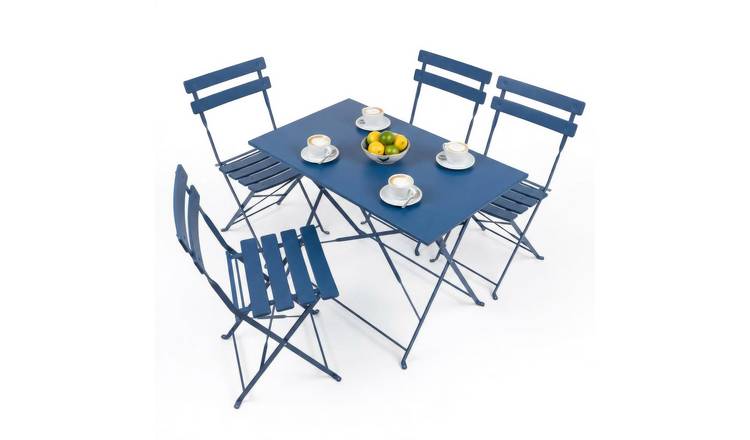 Harbour Housewares 5 Piece Sussex Folding Patio Bistro Set - Navy