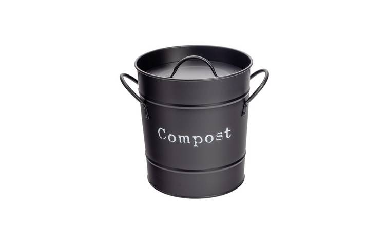 Harbour Housewares Vintage Metal Kitchen Compost Bin - Black