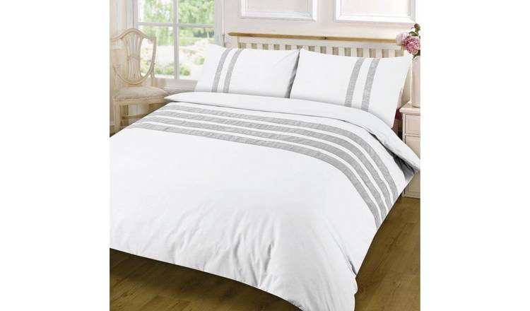 HomeSpace Direct Lace Dia White Duvet Cover Set - Double