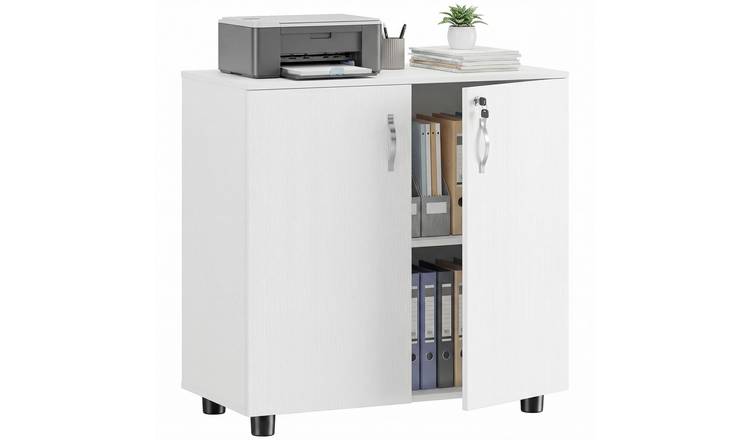 Vinsetto 2 Door Lockable Office Storage Cabinet - White