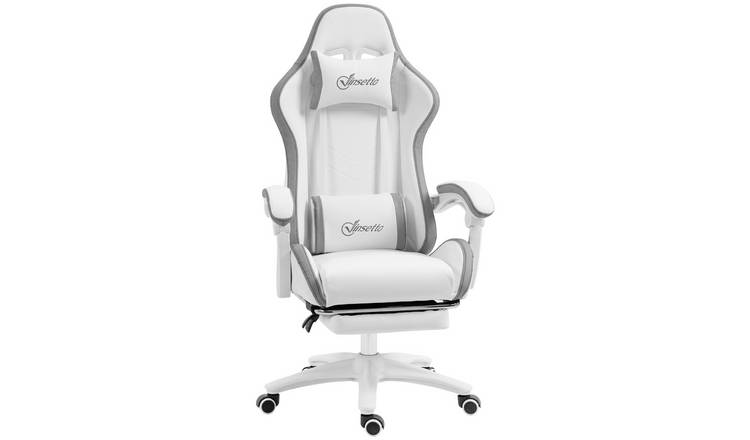 Vinsetto Reclining High Back Computer Gamer Chair - White and Grey