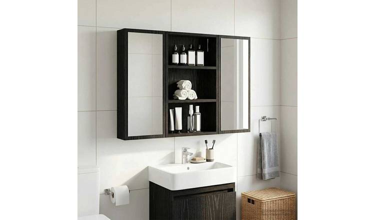 Walplus Engineered Wood Bathroom Wall Cabinet - Black Oak - 40 x 10 x 60.5 cm