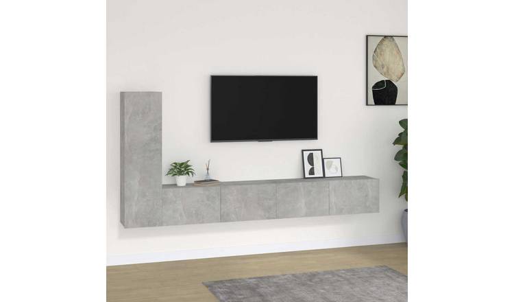 Walplus 3 Piece Engineered Wood TV Cabinet Set - Grey - 30.5 x 30 x 110 cm