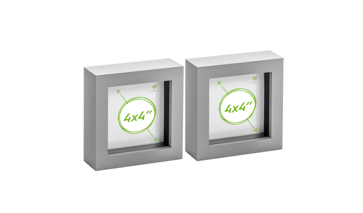 Nicola Spring 3D Box Photo Frames - 4 x 4" - Set of 2 - Grey