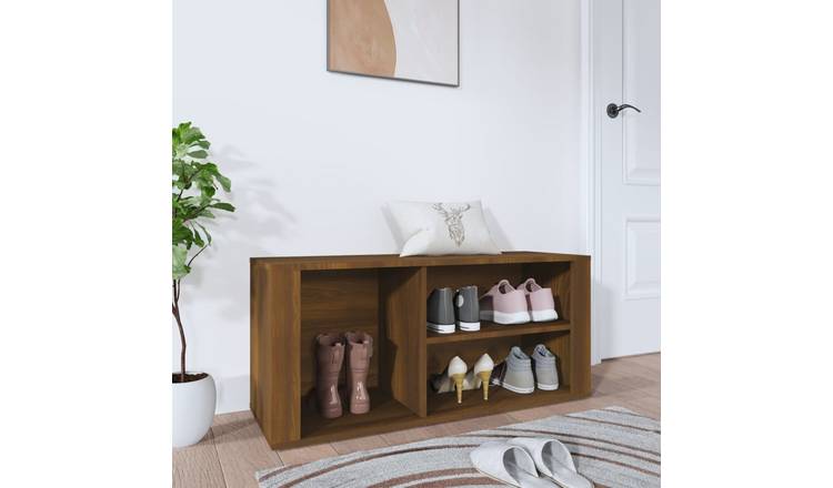 Walplus Engineered Wood Shoe Cabinet - Brown Oak - 100 x 35 x 45 cm