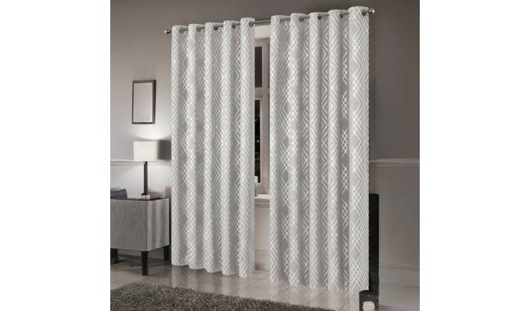 New Edge Blinds Natural Geo Sparkle Blackout Eyelet Curtains - 228cm x 229cm