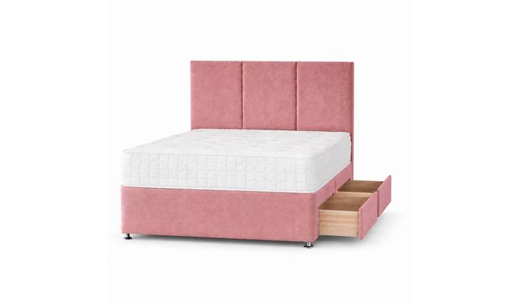 Comfy Deluxe 6ft Super King    2 Drawer Plush Velvet Divan Bed Set -  Pink