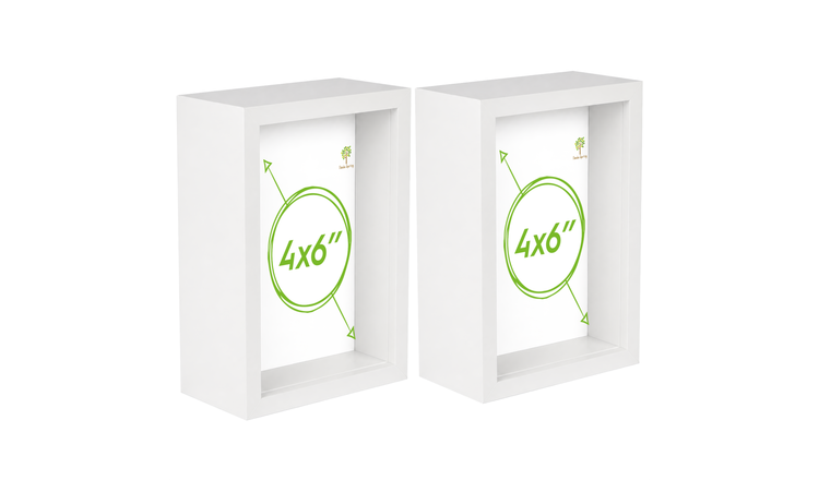Nicola Spring 3D Deep Box Photo Frames - 4 x 6" - Set of 2 - White