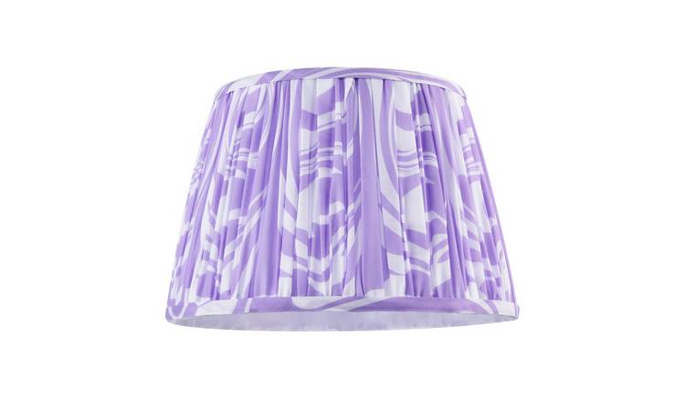 Happy Homewares Lilac Pleated Cotton Fabric with Wavy Lines Lampshade - 30cm