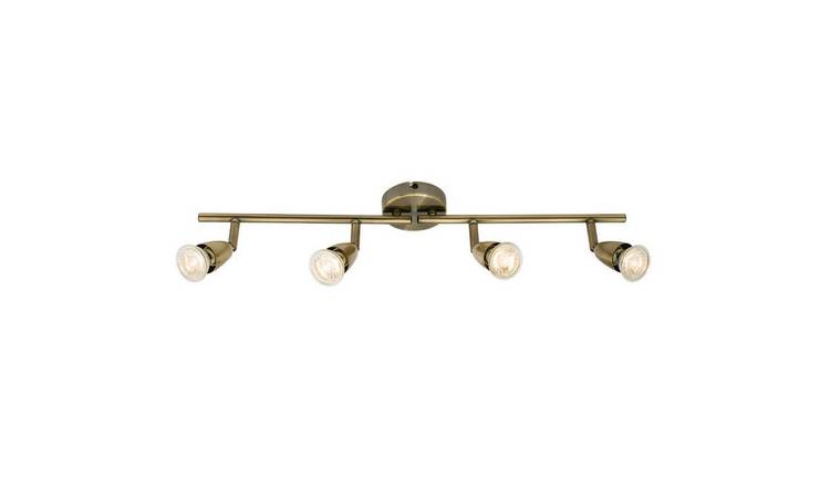 Loops Direct Amalfi Adjustable Ceiling Spotlight Quad GU10 - Antique Brass