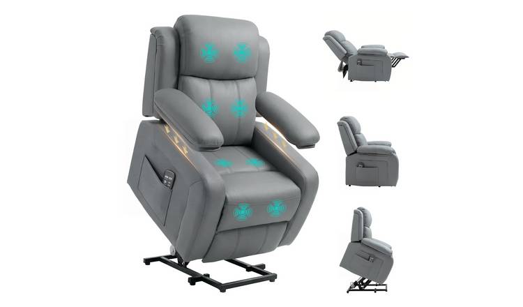 HOMCOM PU Leather Electric Massage Riser Recliner Chair – Grey
