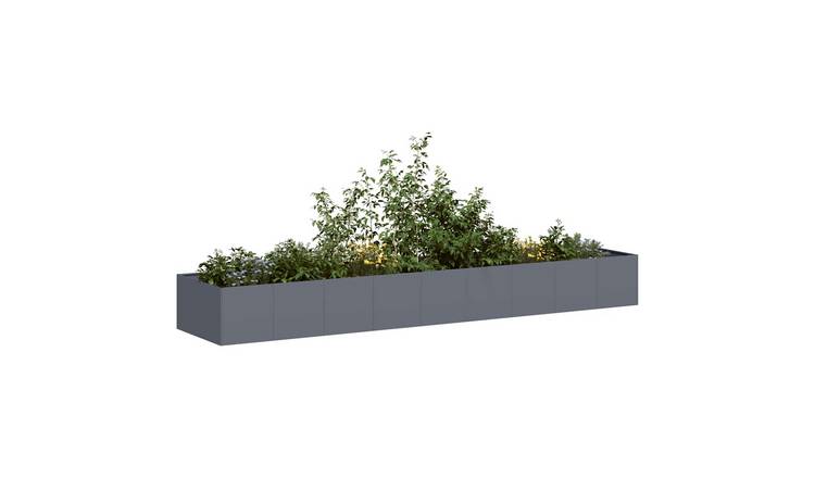Walplus Steel Garden Planter - Anthracite - 360 x 80 x 40 cm