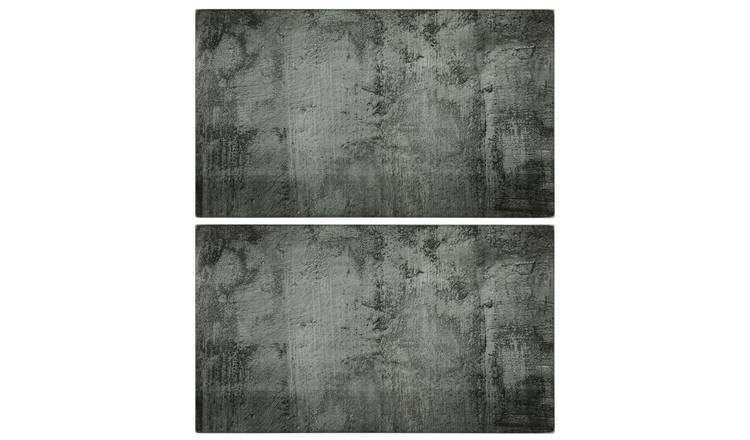 Walplus Pack of 2 Chopping Boards with Concrete Pattern Tempered - 52 x 30 cm