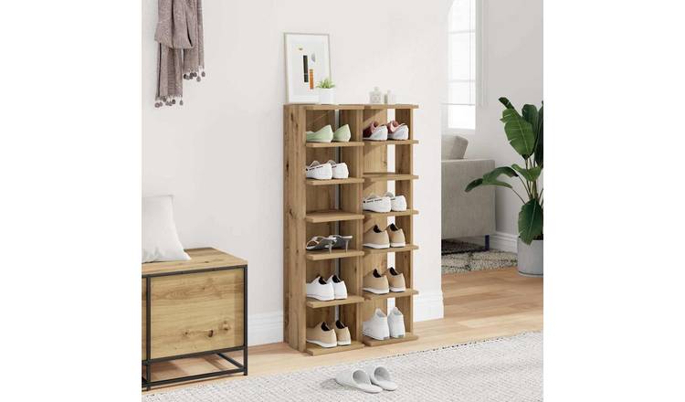 Walplus Pack of 2 Engineered Wood Shoe Cabinet - Artisan Oak - 28 x 27 x 102 cm