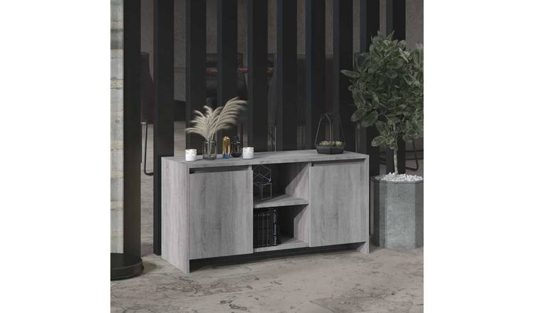 Walplus Engineered Wood TV Cabinet - Grey and Oak - 102 x 37.5 x 52.5 cm