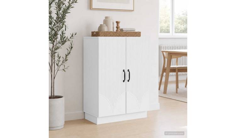 Walplus 2 Door Rectangular Engineered Wood Sideboard - White - 66 x 34.5 x 87 cm