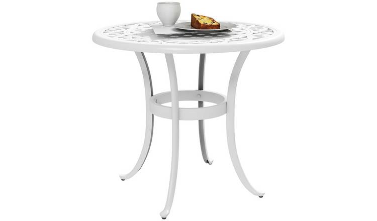 Outsunny Cast Aluminium Patio Table with Anti Slip Foot Pads - White