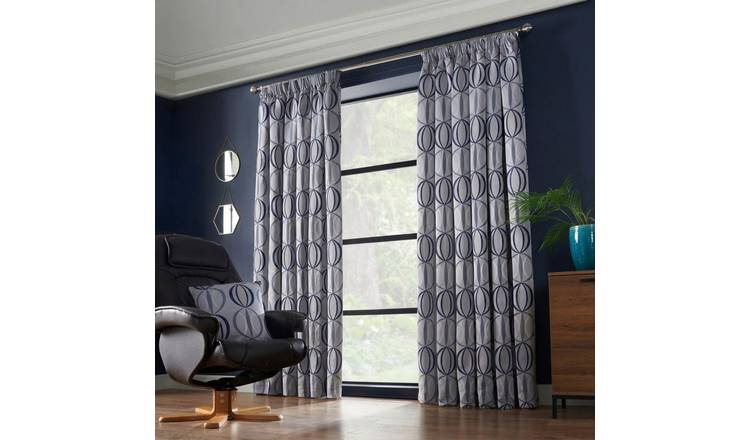 Alan Symonds Omega Pencil Pleat Curtains - Navy - 168 x 183cm