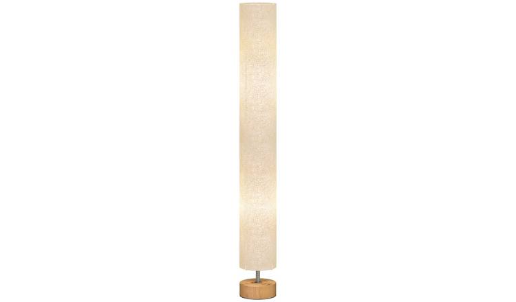 HOMCOM LED Floor Lamp Wooden Base Linen Shade - Grey