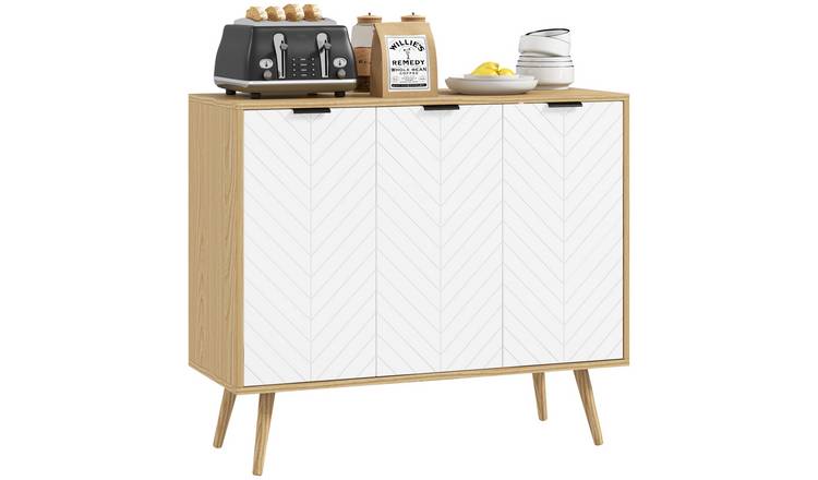 HOMCOM 3 Doors and 2 Adjustable Shelves Modern Sideboard Buffet Cabinet - Black