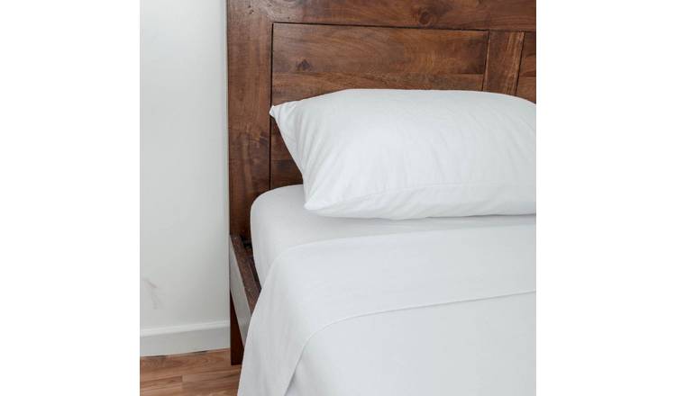 Homescapes Brushed Cotton Flannelette White Flat Sheet - Double