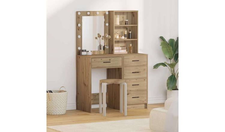 Walplus 2 Piece Engineered Wood Dressing Table - Brown - 50 x 41 x 135 cm
