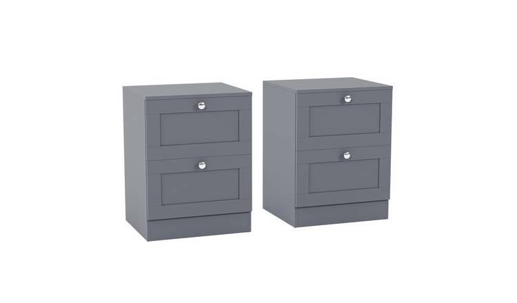 Vida Designs Altino 2 Drawer Bedside Chest Set Of 2 - Grey