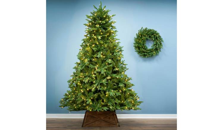 Christmas Tree World 6ft Pre-Lit Outdoor Woodland Pine Christmas Tree