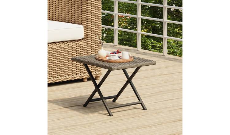 Walplus PE Rattan Foldable Table - Grey - 45 x 35 x 32 cm