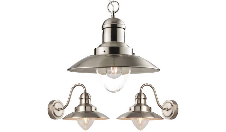 Loops Direct Steel and Glass Pendant - Satin Nickel