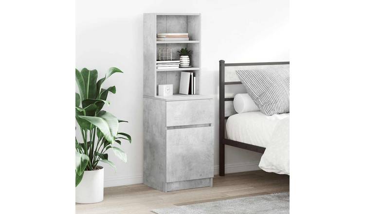 Walplus Engineered Wood Bedside Cabinet - Stone Grey - 39 x 35 x 125 cm