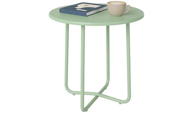 Outsunny Round Metal Garden Side Table – Green