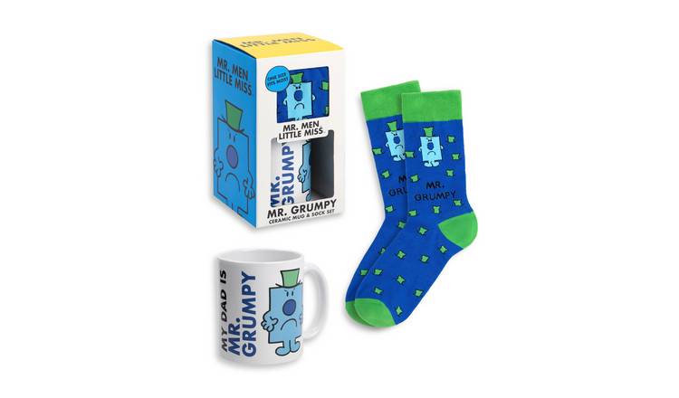 Mr. Men Mr Grumpy Adult Mens Mug and Sock Gift Set - Blue