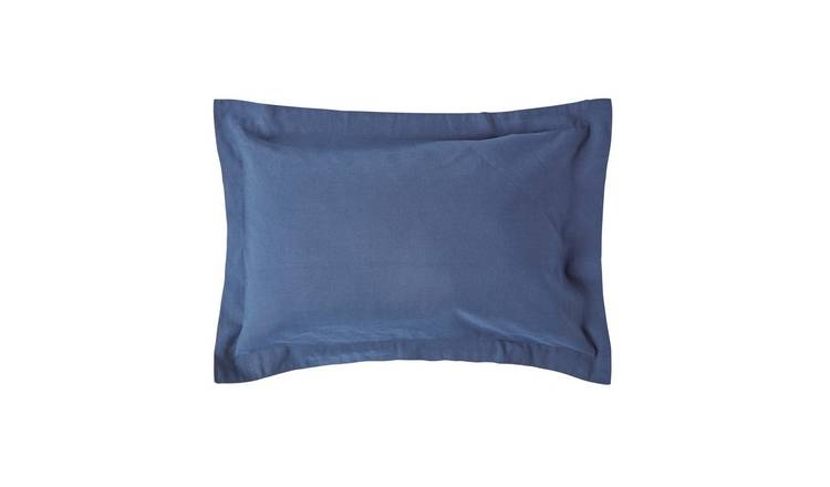 Homescapes Linen Oxford King Size Pillowcase - Navy Blue